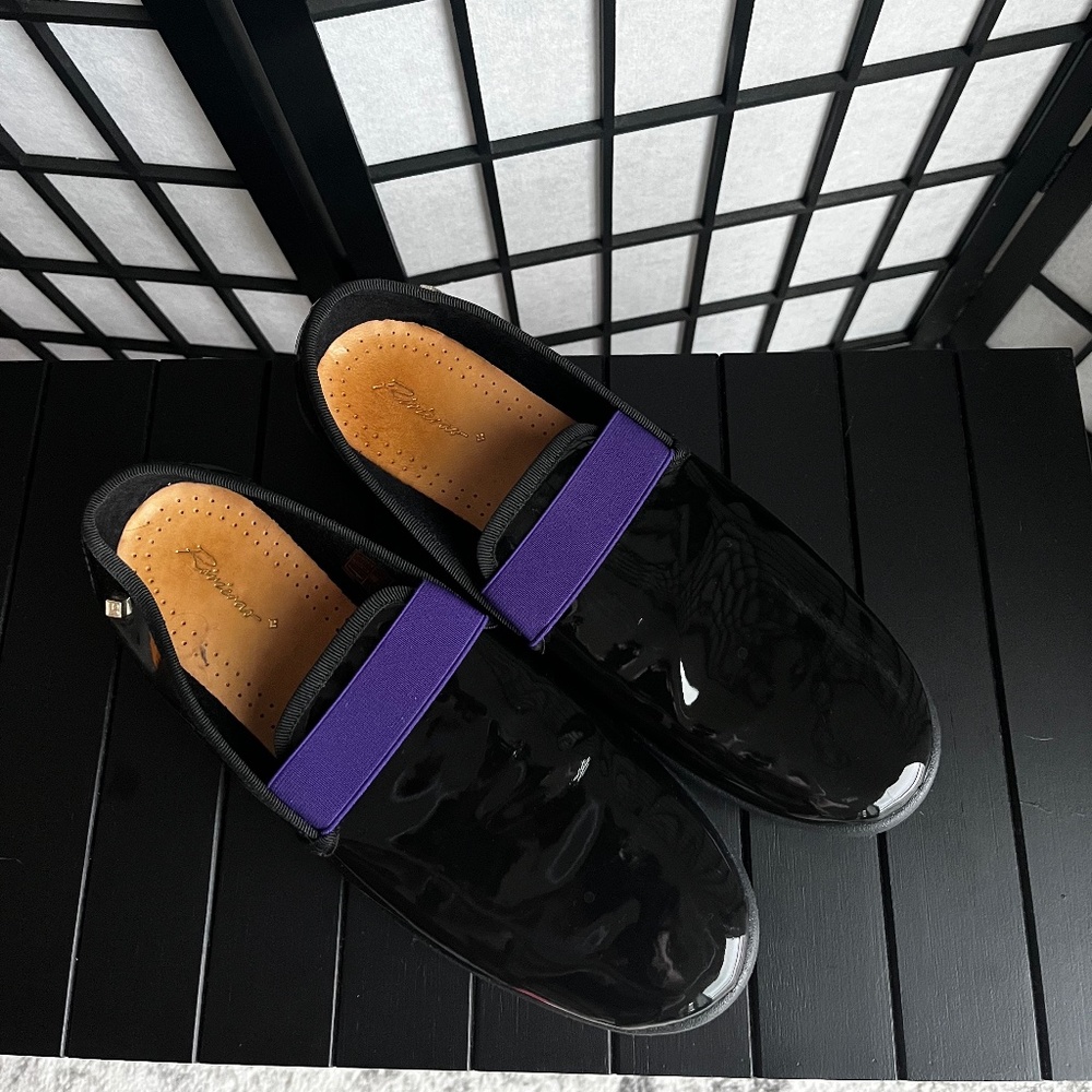 Rivieras Men’s Vinyl/Patent Smoking Slippers / Blk/Purp / EU 44 /  US 11